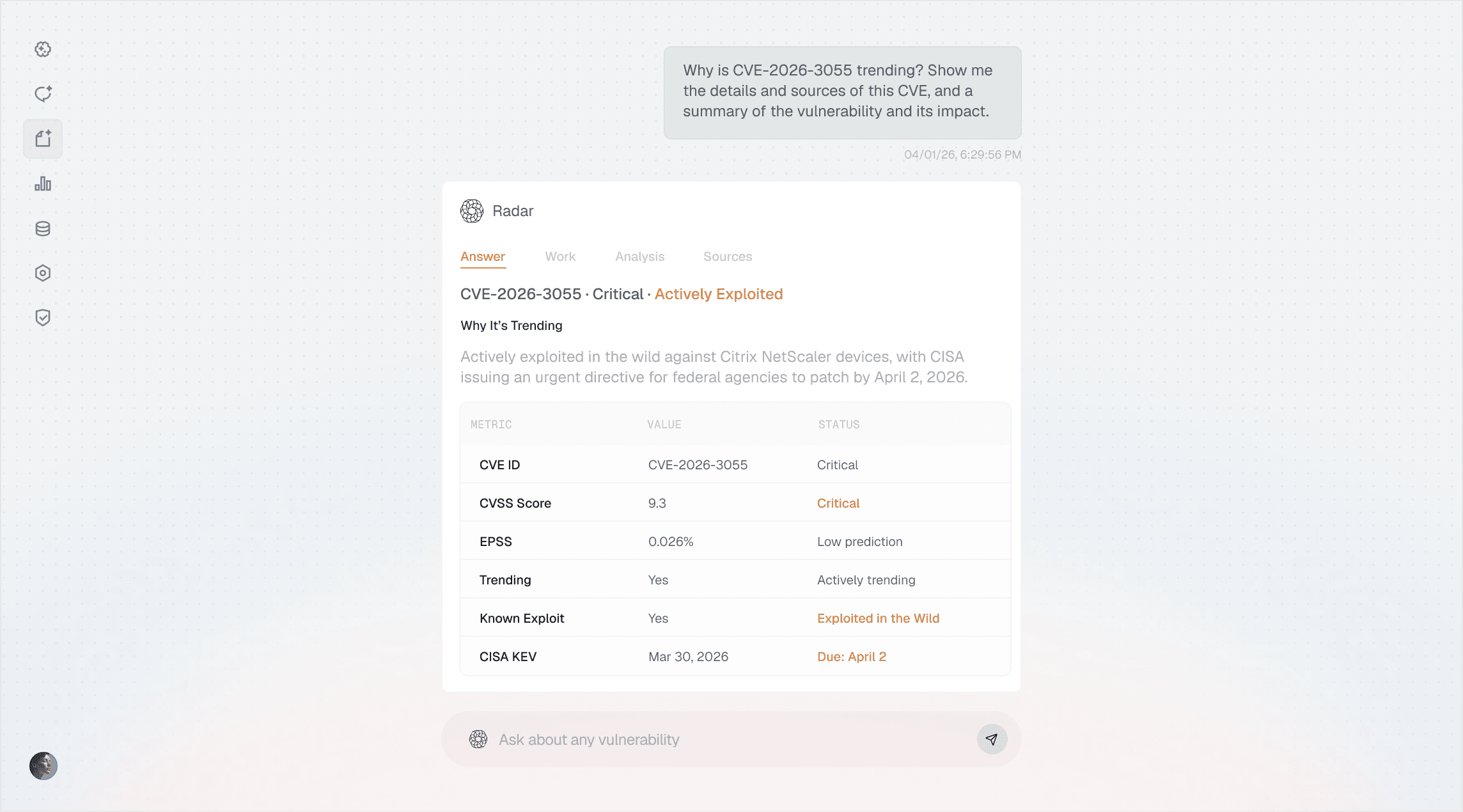 Cogent Platform Screen - Cogent Radar