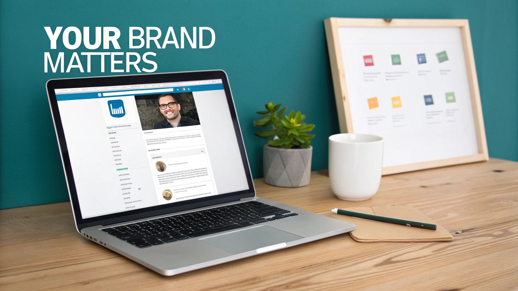 A professional woman confidently working on her laptop, illustrating the power of a strong LinkedIn personal brand.