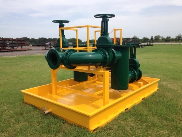 We built this yellow steel skid with green piping, valves, and filters for a client.  The steel skid was built to maintain any leaks within itself. It shows structural steel supports for the process piping as well. It shows our welding services and metal fabrication abilities.