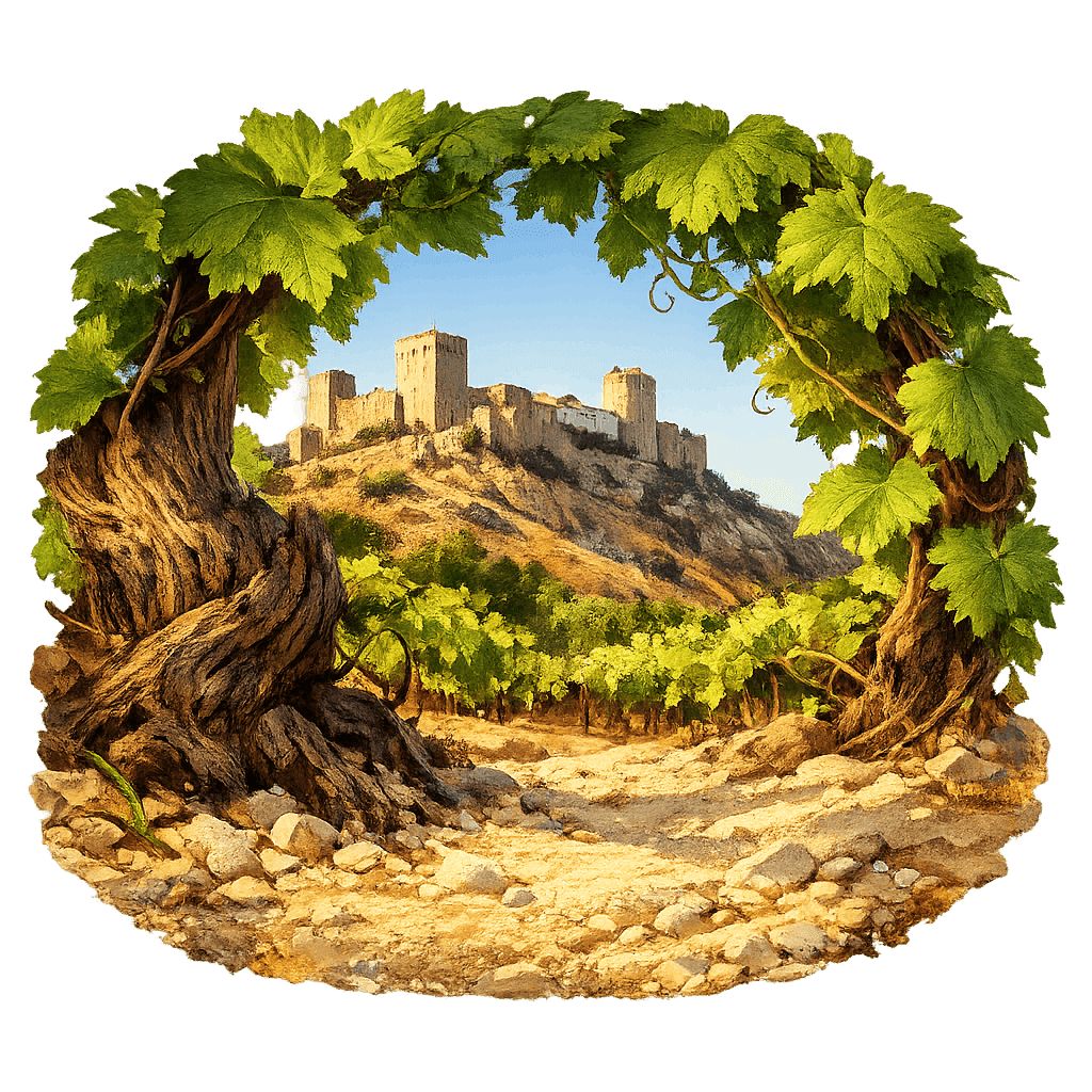 Detailed graphic of the Palmela wine region.