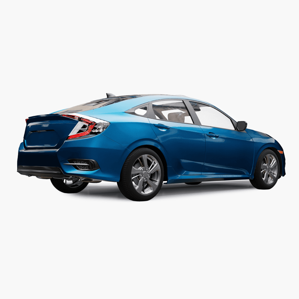 side view of blue car