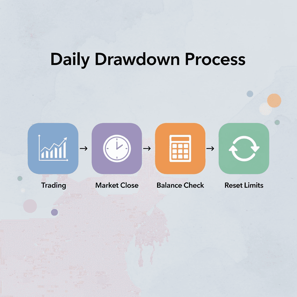 Process flow showing daily drawdown calculation steps