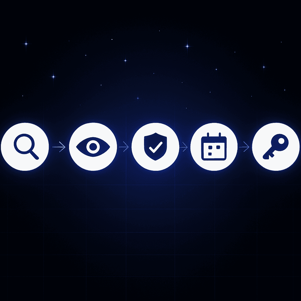 Flow diagram showing audit, preview, data integrity, release planning, and access governance stages
