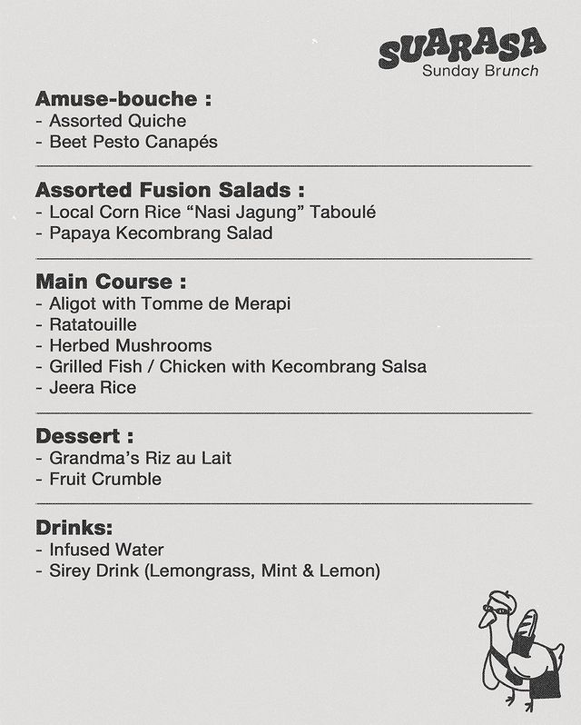 Menu Suarasa: Sunday Brunch #1 | Ruas Bambu Nusa