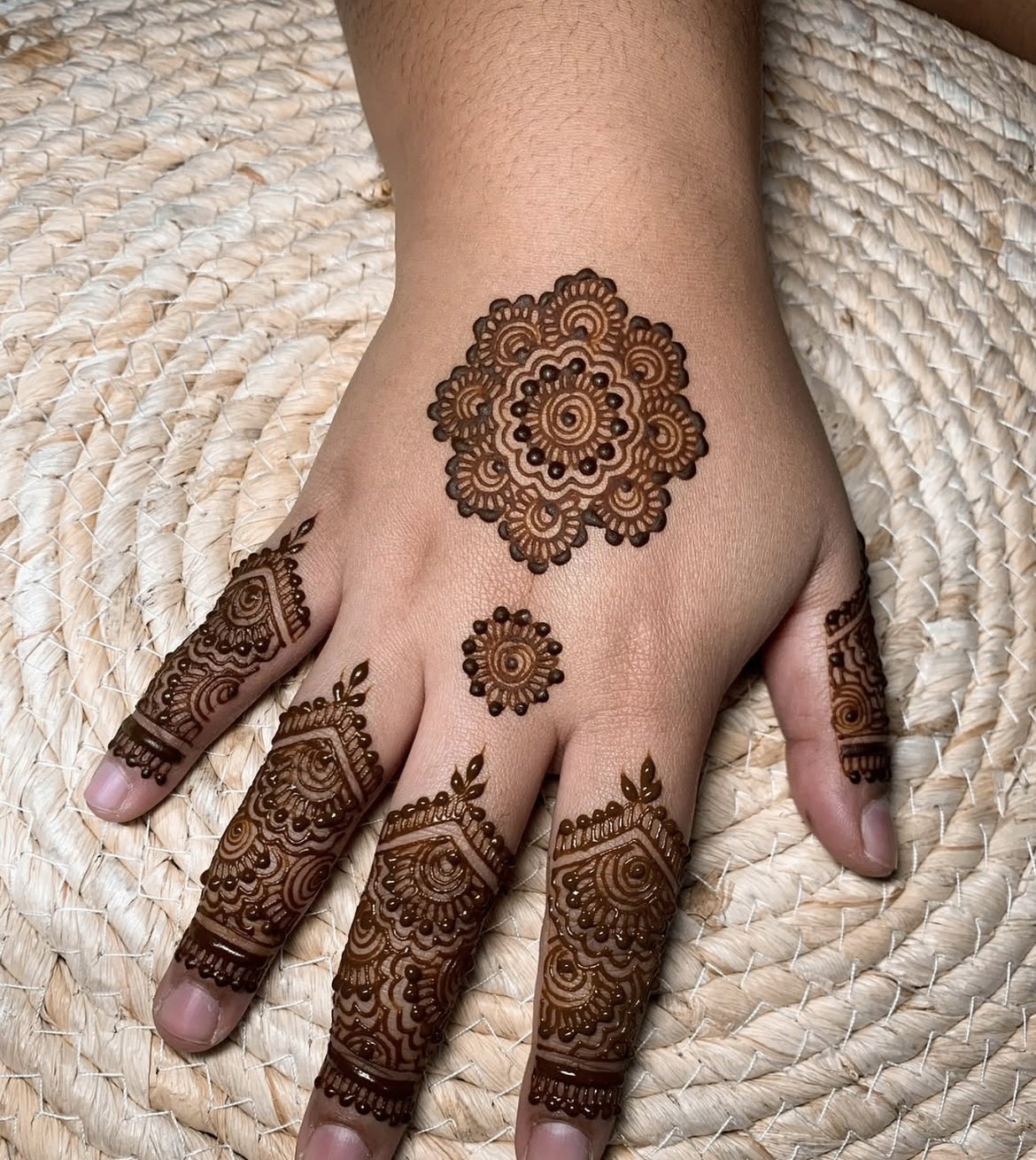 Henna done at a henna party in Singapore.