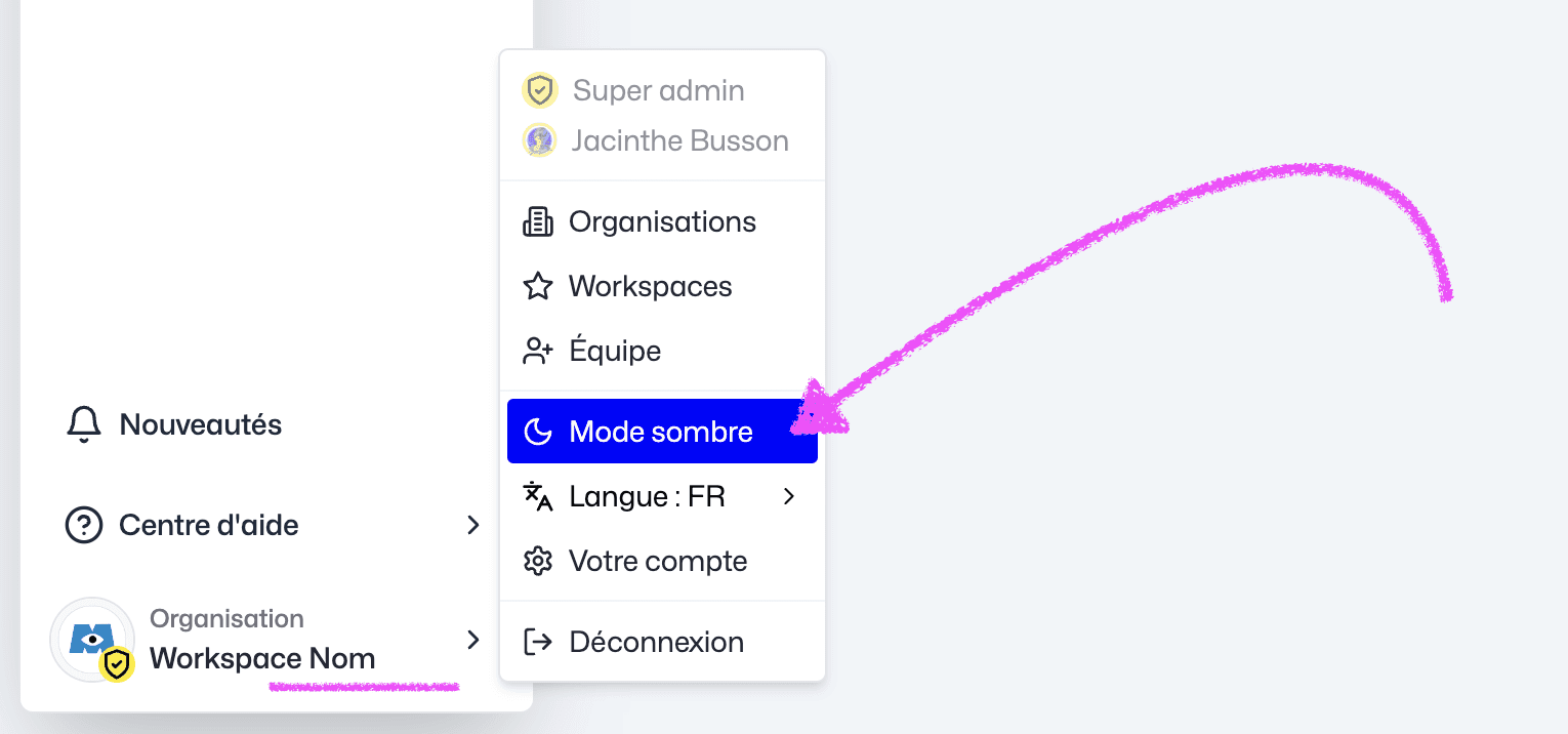 Workspace Fastory Dark Mode