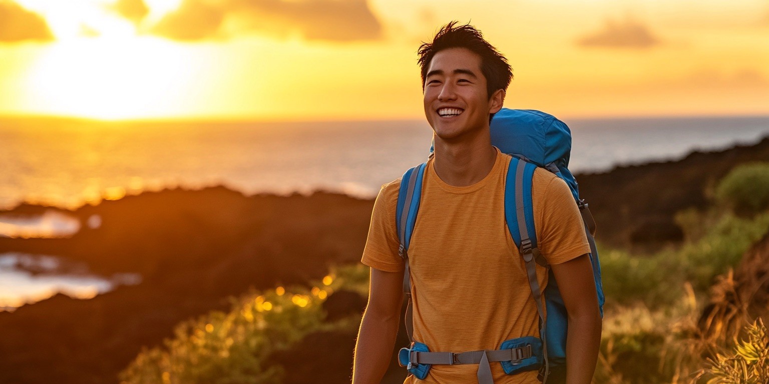 man rucking as a workout along the beach in the afternoon