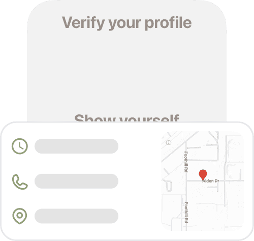 Verification prompt for a profile, displaying contact information and address details.