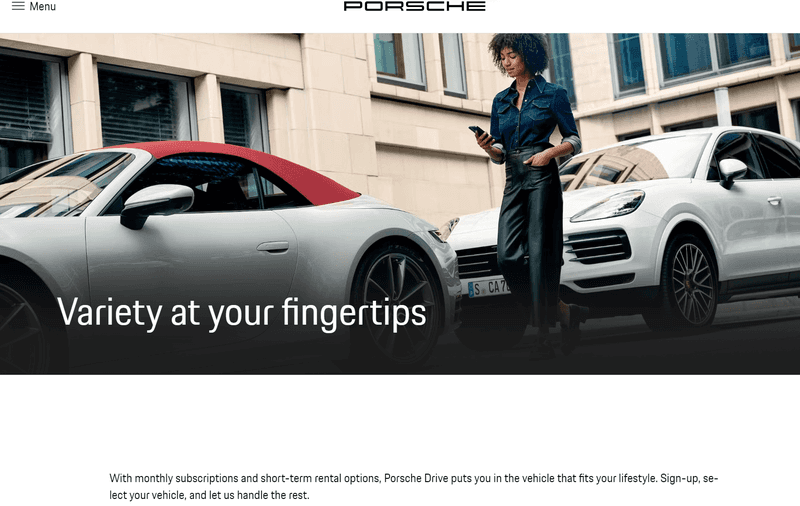 Porshe Drive car subscription