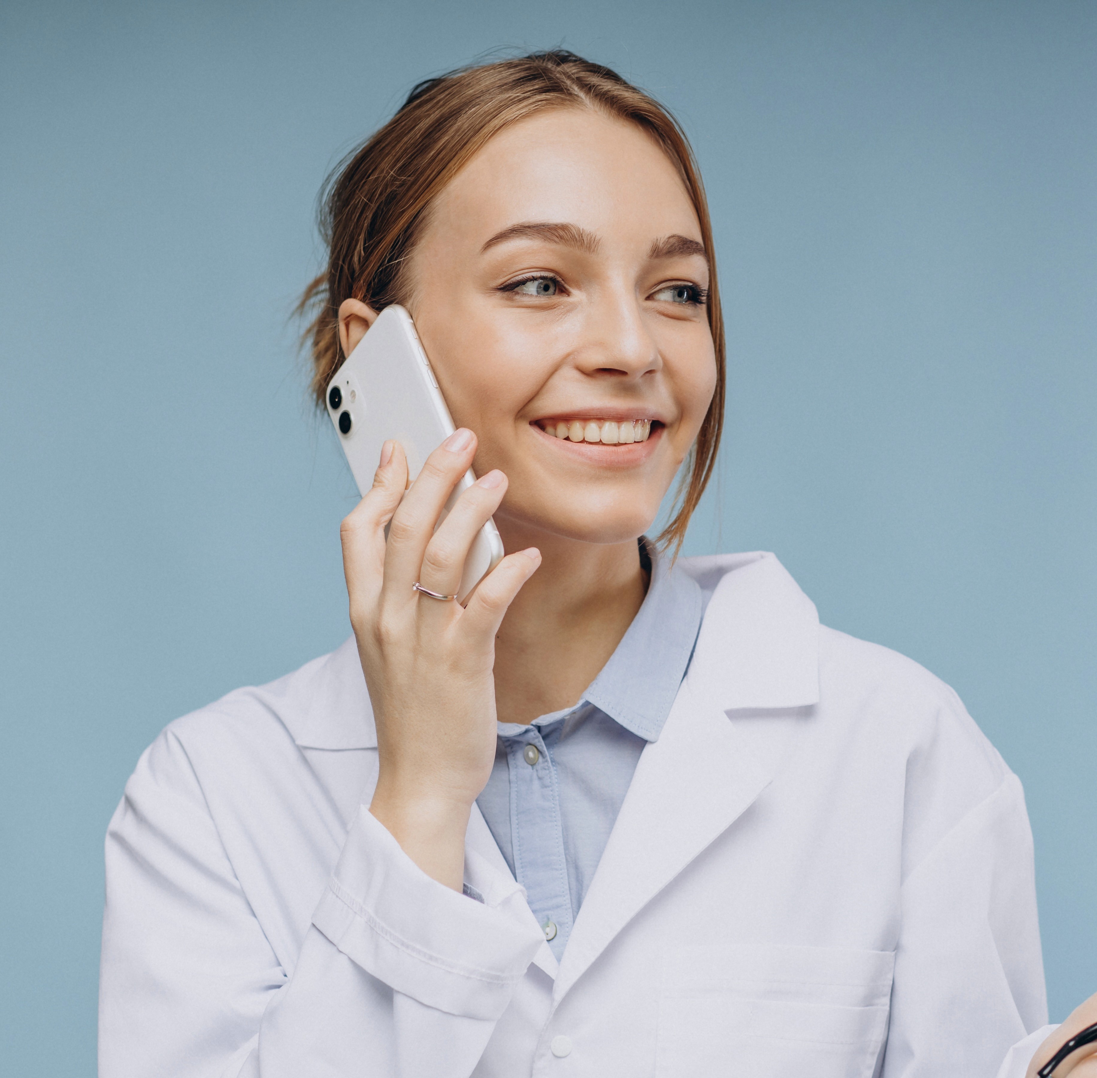 dentist talking on the phone