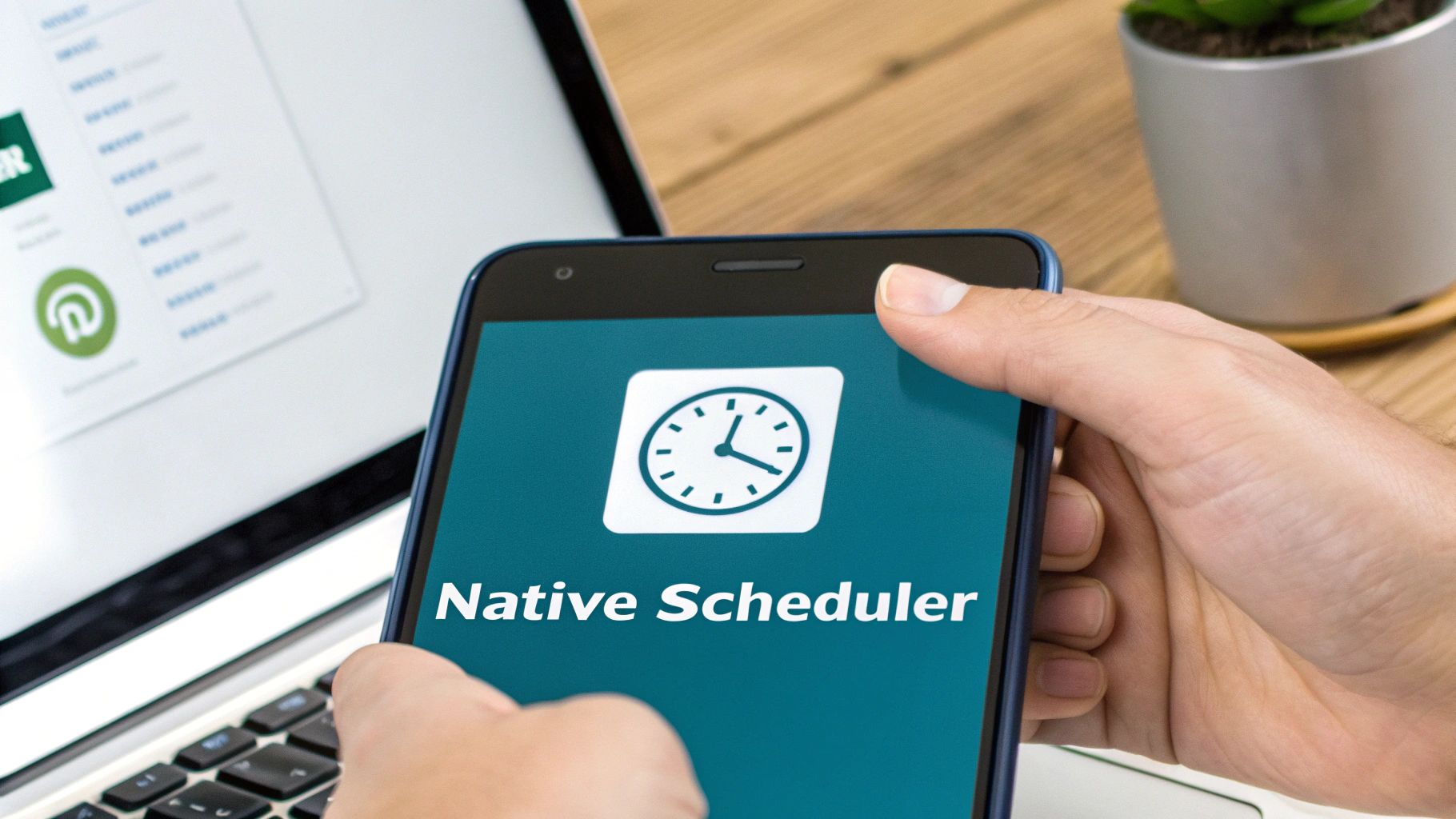 A screenshot of the LinkedIn post composer showing the clock icon for scheduling.