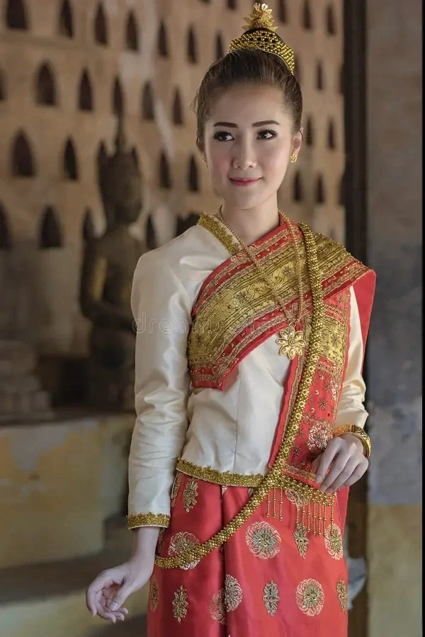 Woman in Lao traditional dress