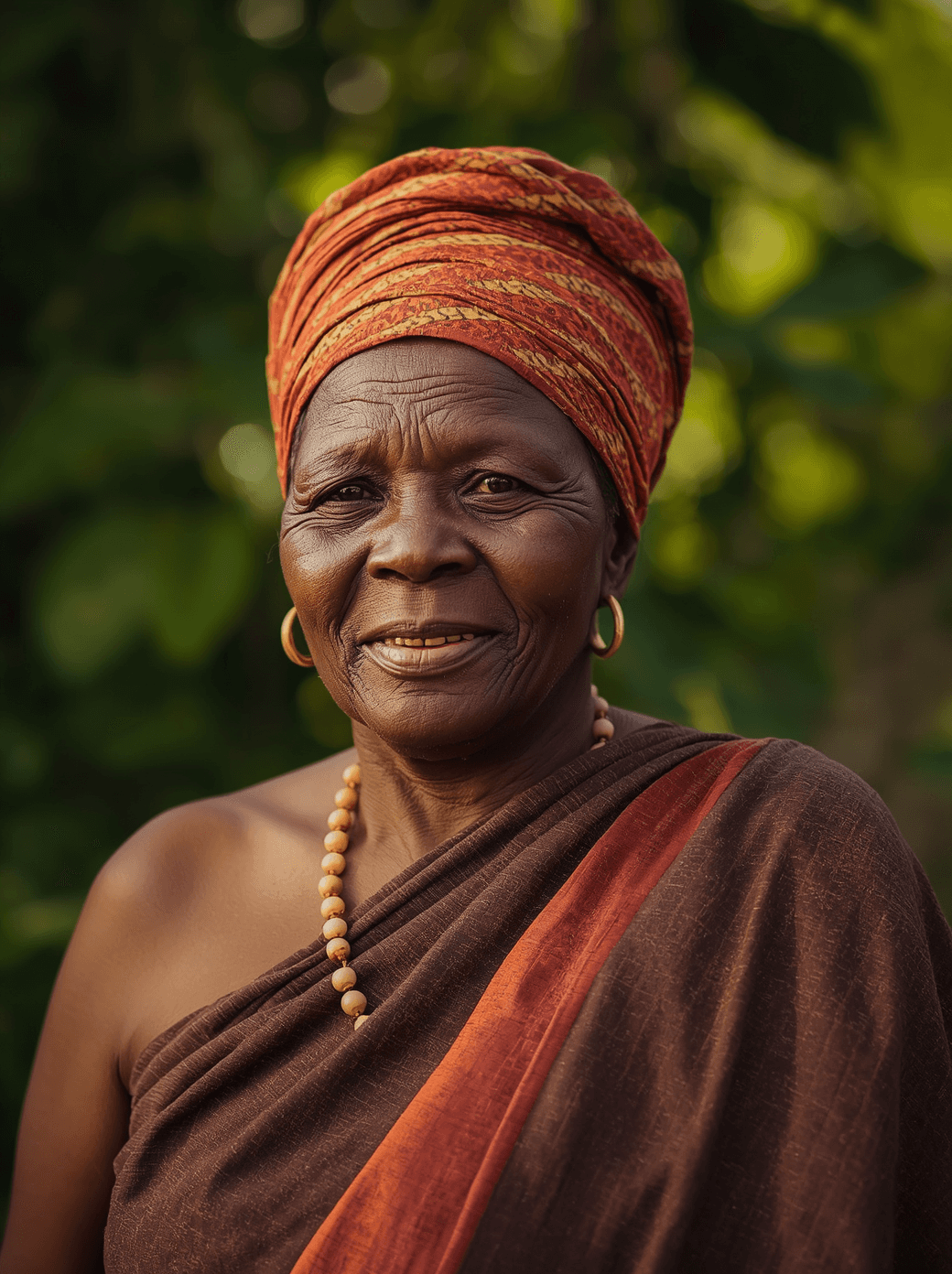Stone kitchen with cabinets, exposed beam ceiling, terracotta floors.
