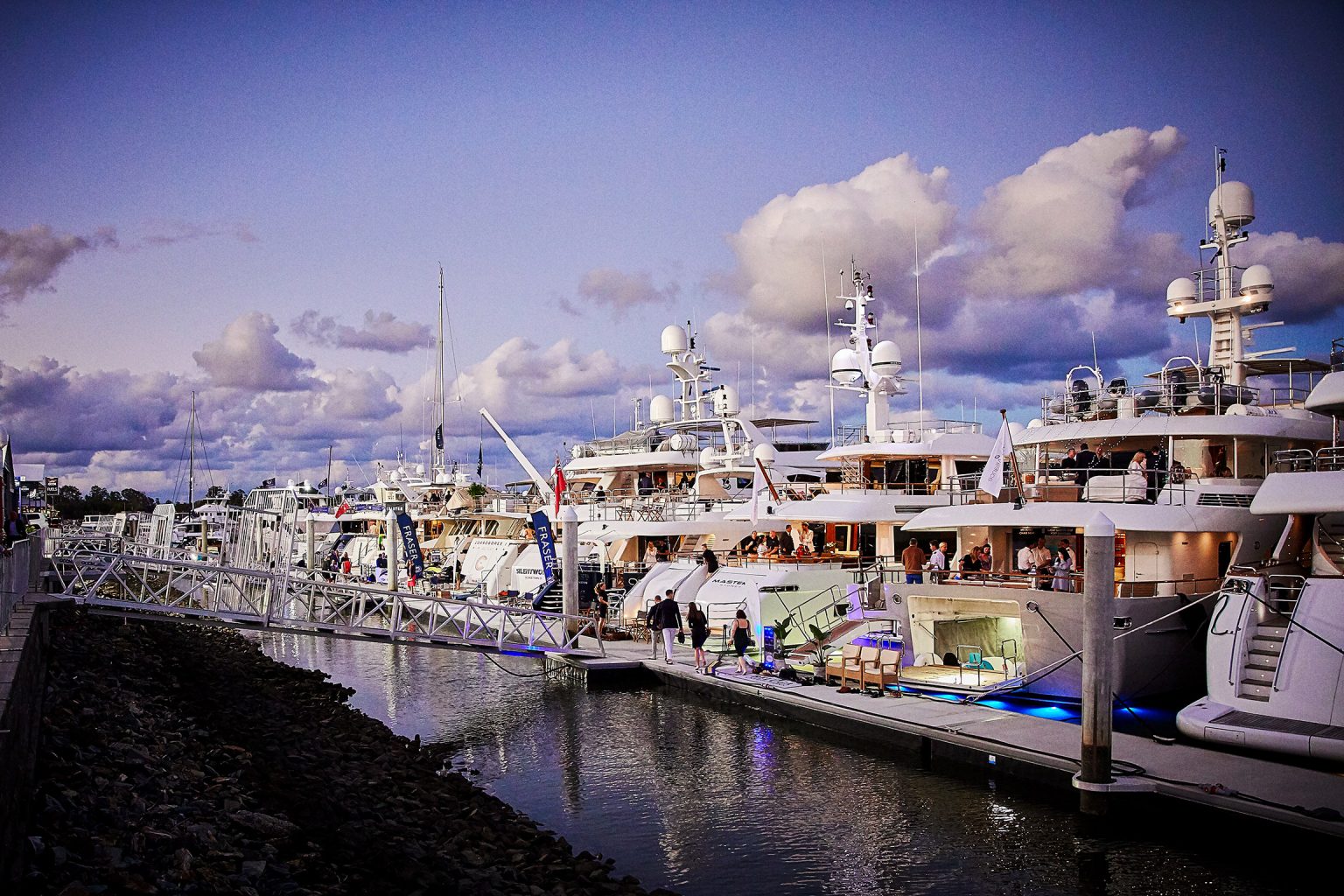 Superyachts moored at the marina