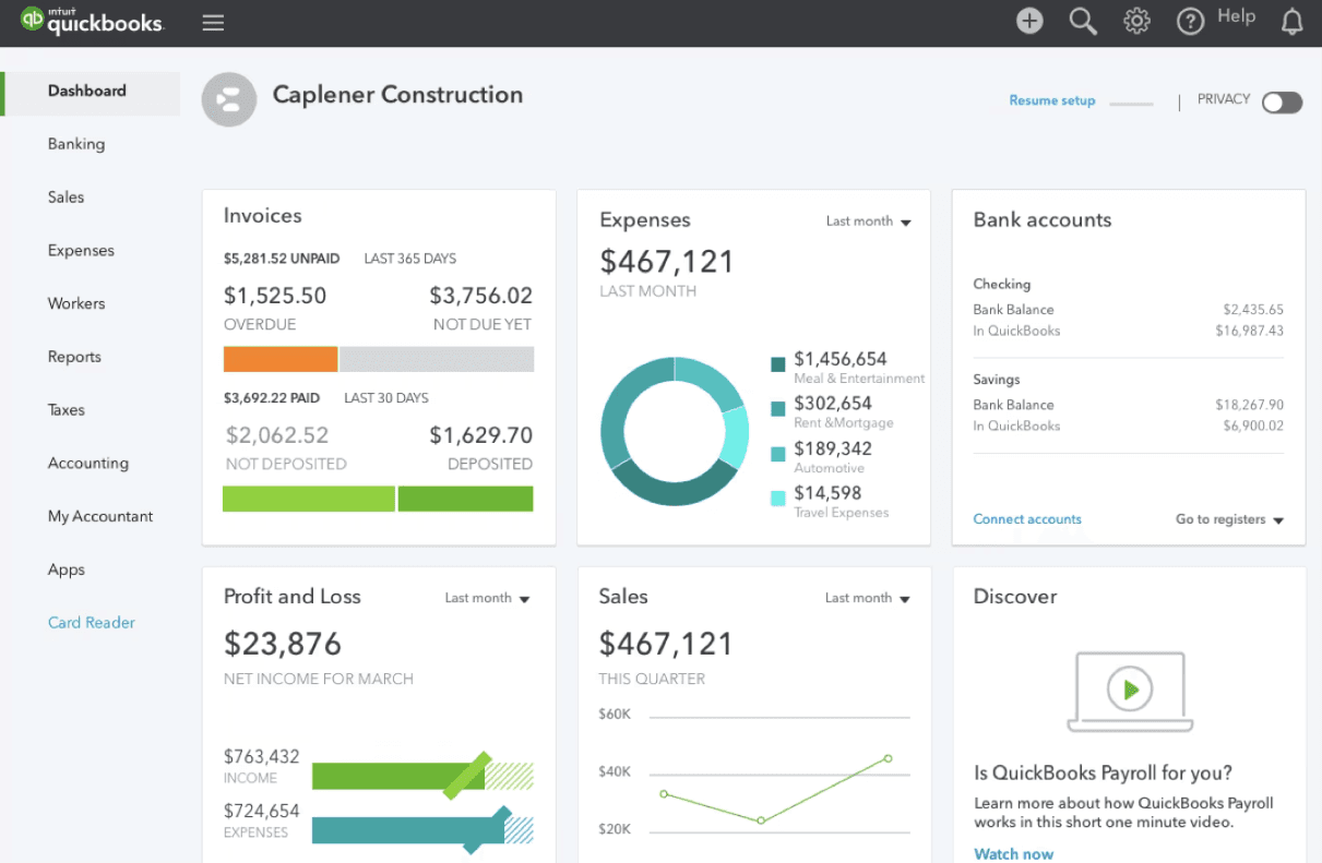 QuickBooks Dashboard