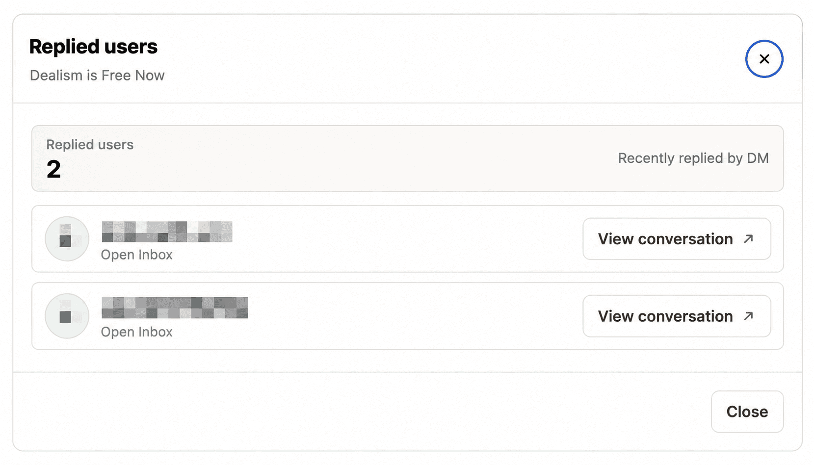 Replied users detail