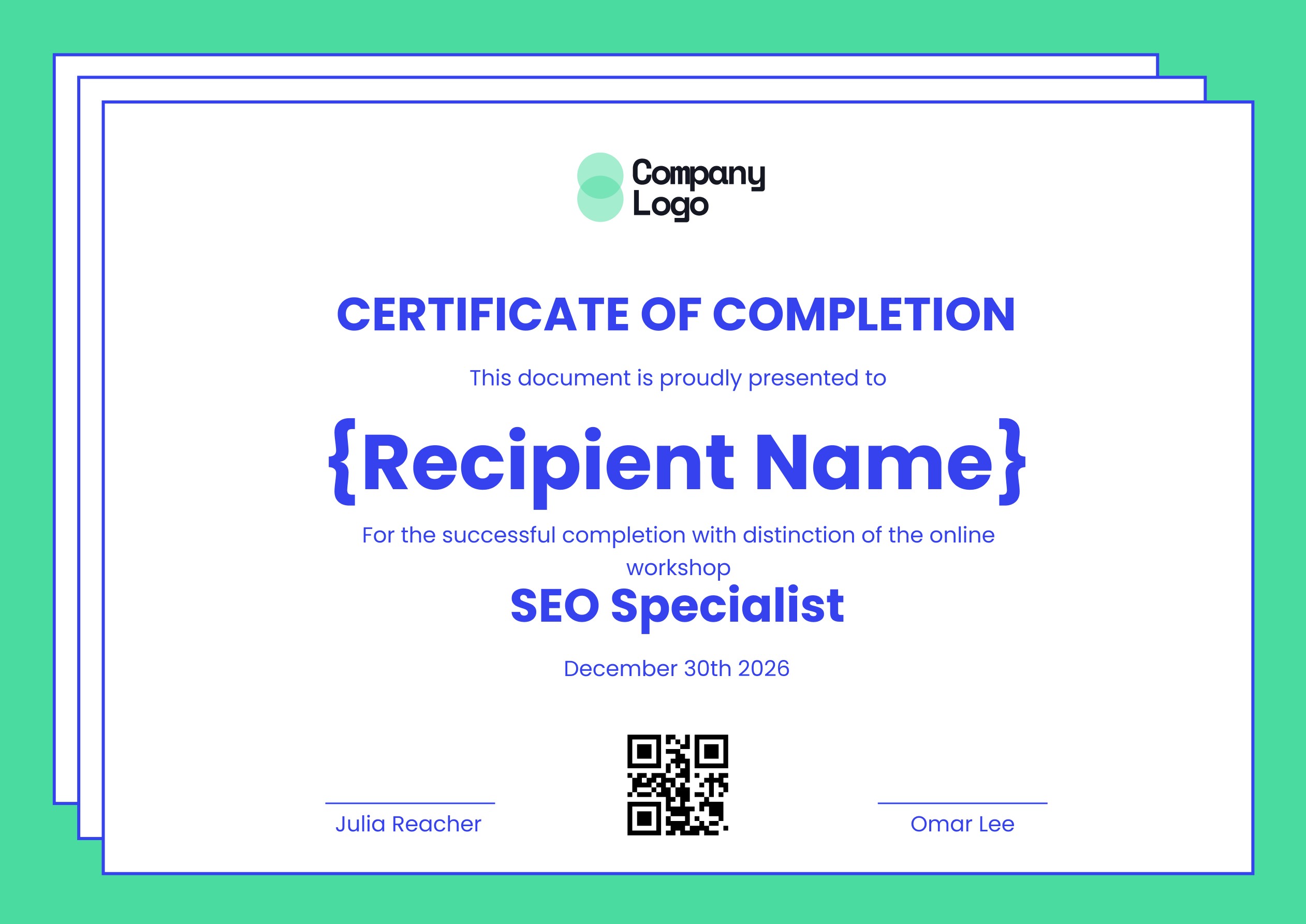 Wauld - Plain and professional workshop certificate template
