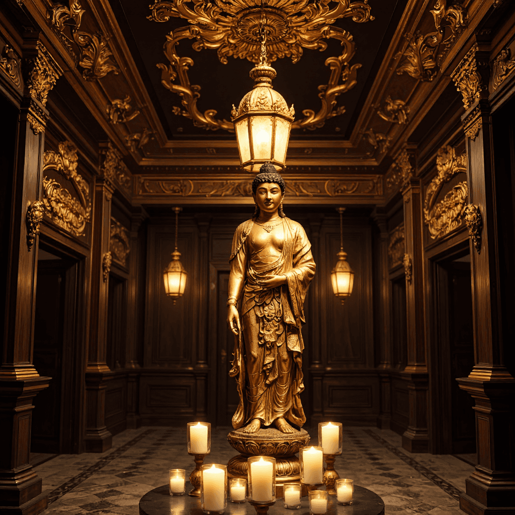 product photography of golden statue