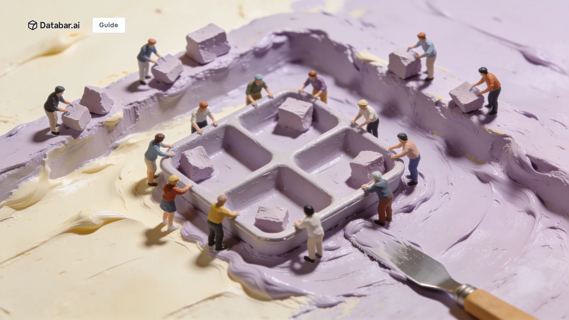 Why BANT qualification fails, illustrated as tiny figures crowding a rigid four-compartment tray with odd-shaped blocks left over around it