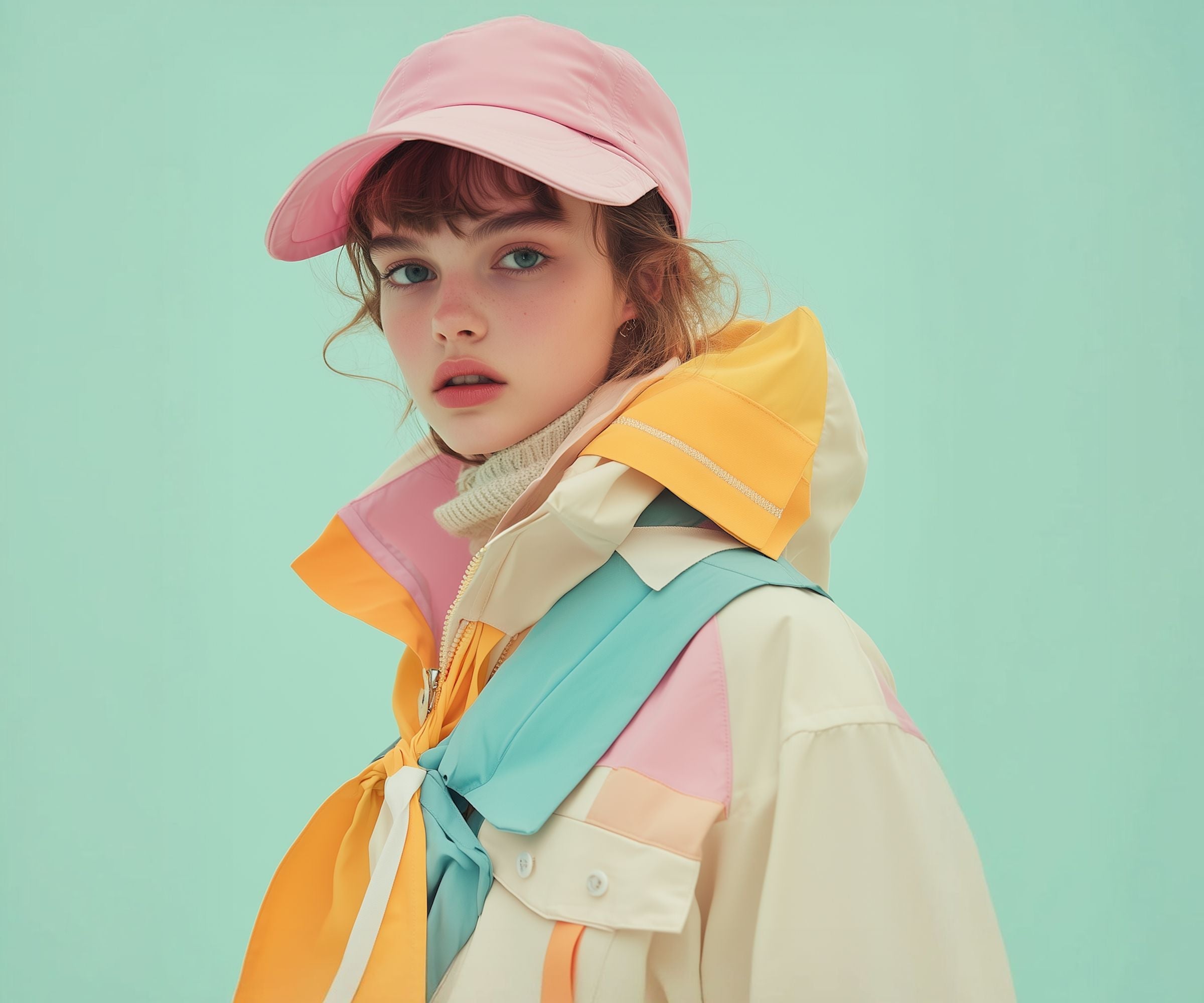A Young Woman in Colorful Jacket