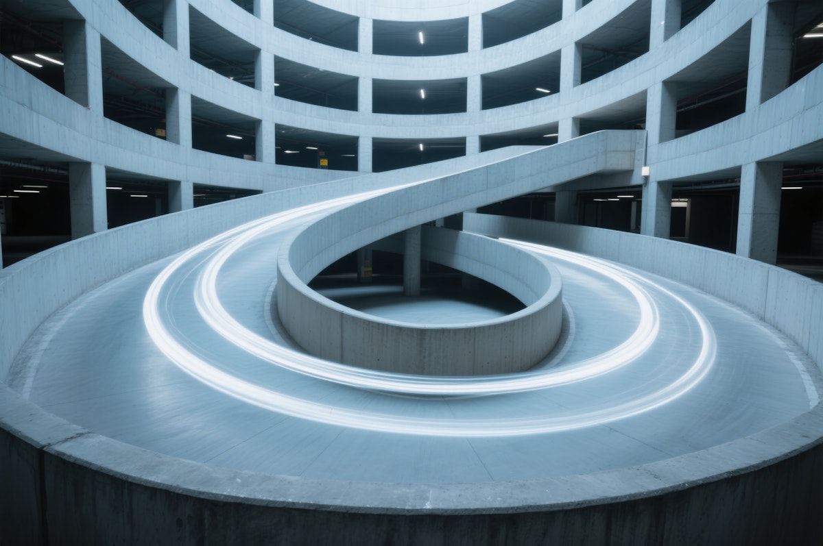 a group of people standing around a trade show