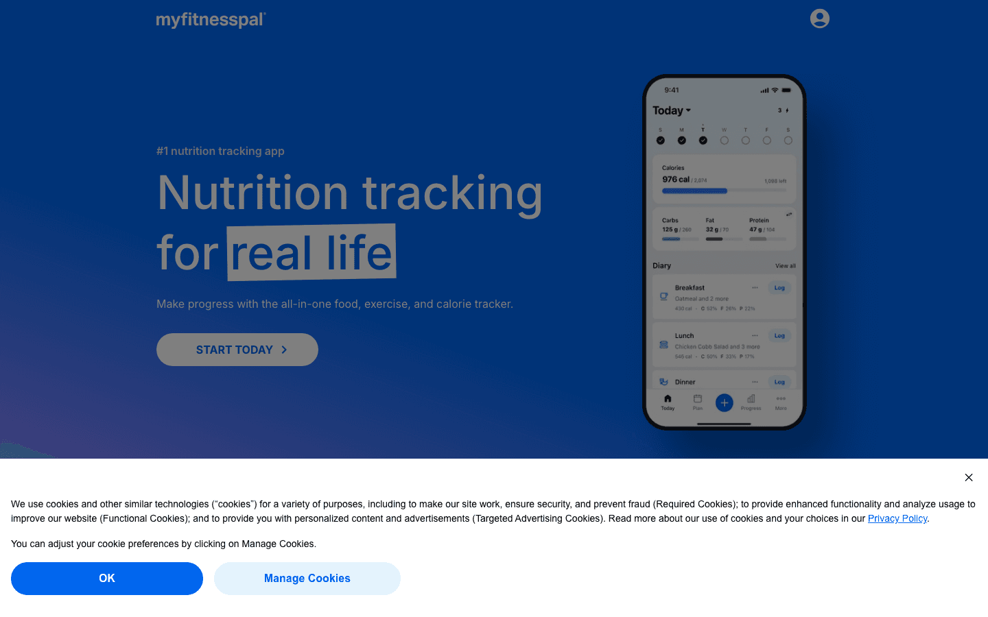 MyFitnessPal app screenshot