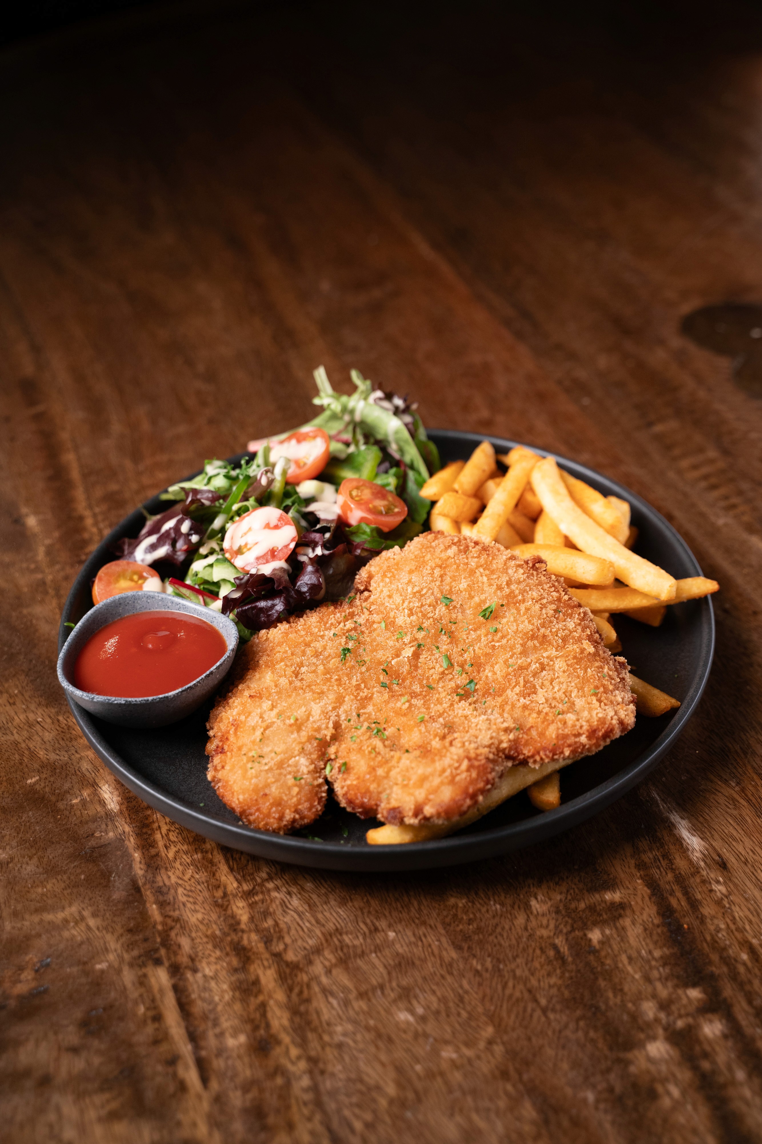 Chicken Schnitty served in Fortress Tavern Restaurant