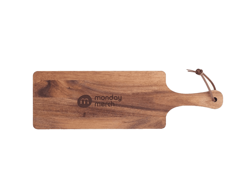 Customizable acacia serving board perfect for corporate events