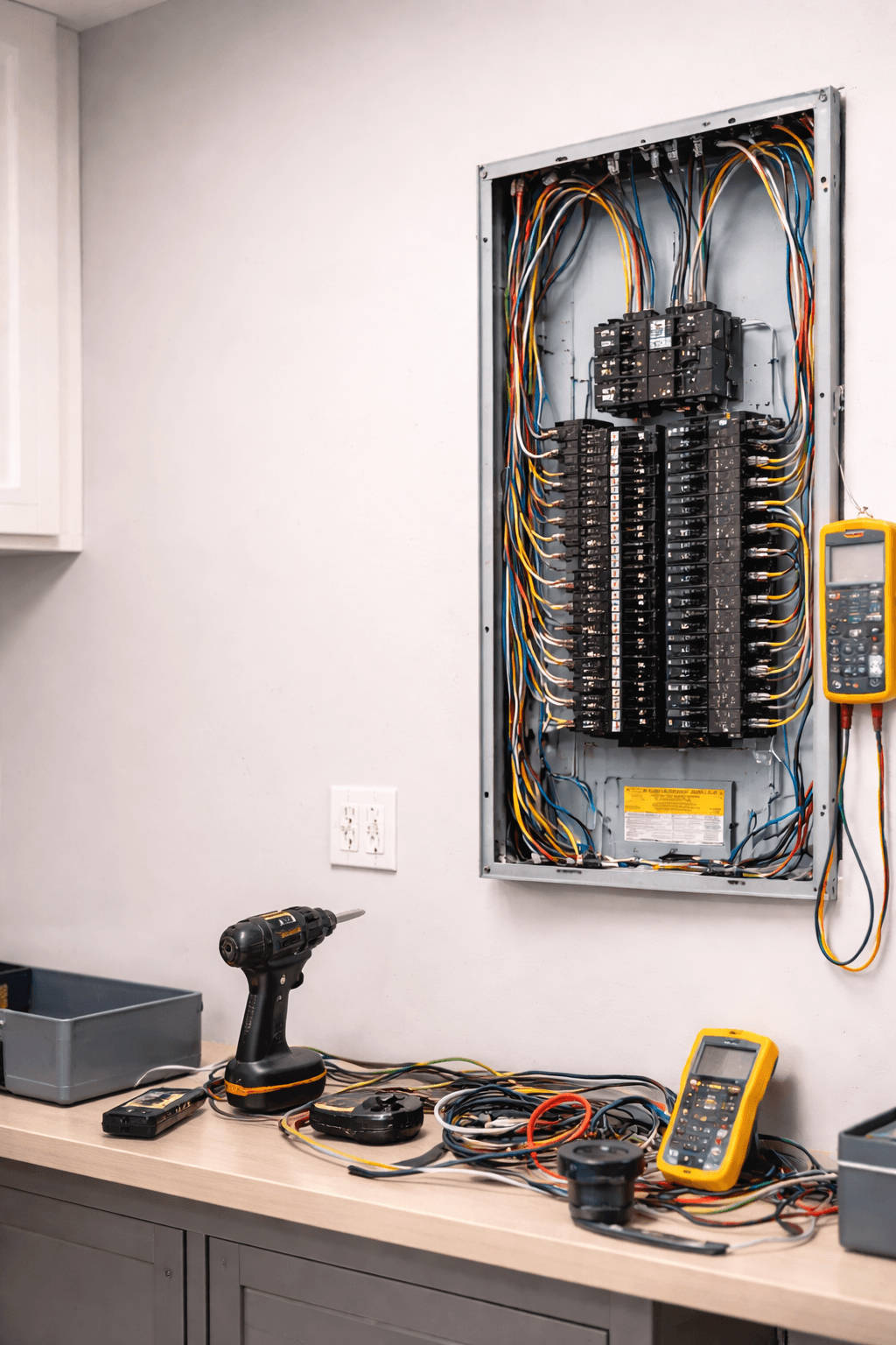 Pest control technician applying exterior treatment around a building to help prevent pest infestations.
