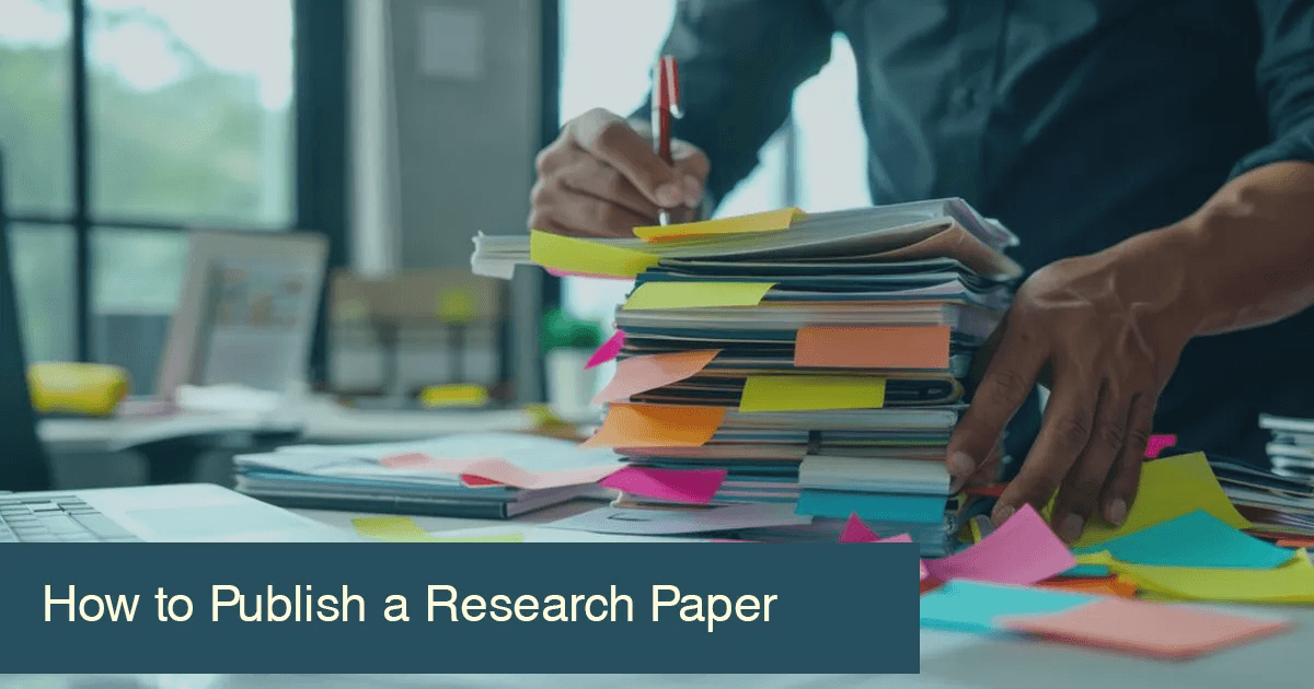 High school student reviewing a printed research paper at a desk preparing to submit to an academic journal