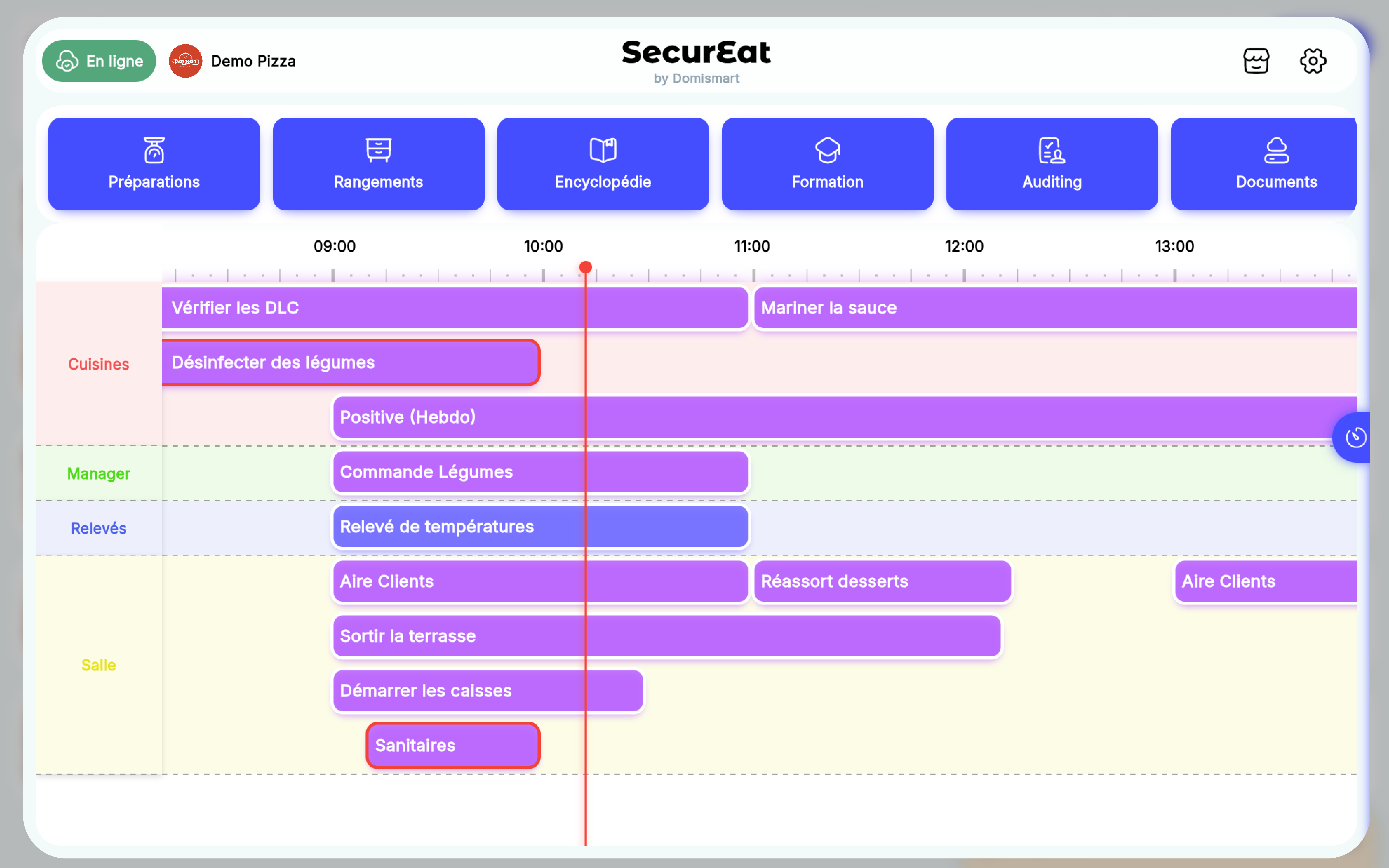 Screenshot of the main dashboard with gradients as background