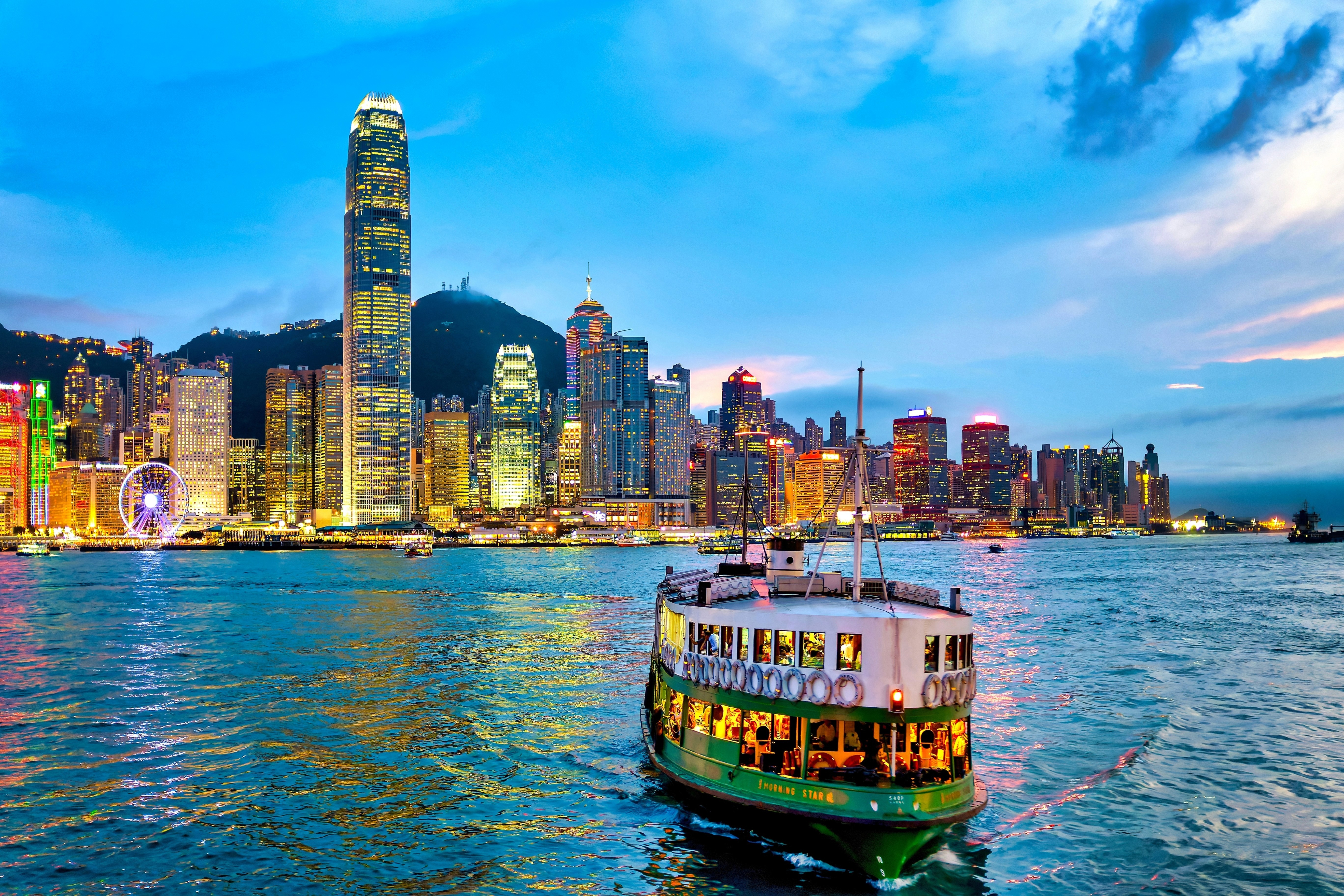 The Star Ferry crossing Victoria Harbour in Hong Kong.