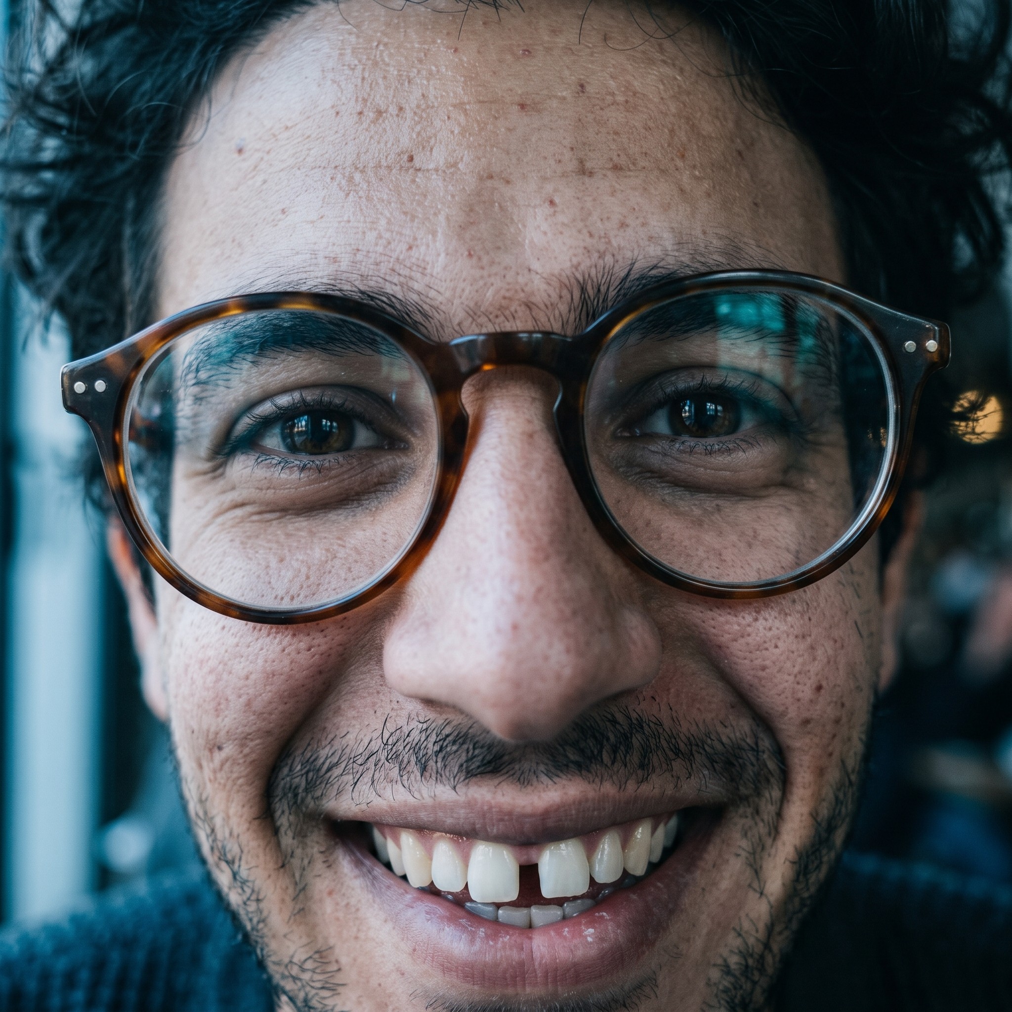 Homme marocain portant des lunettes vintage