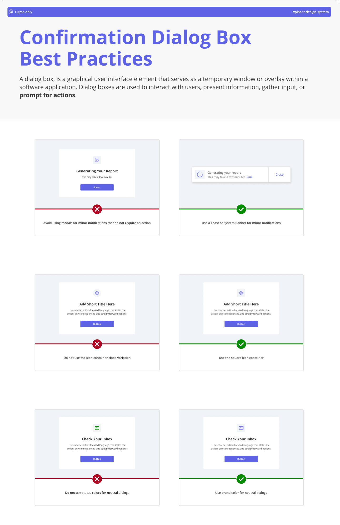 Dialog box best practices documentation