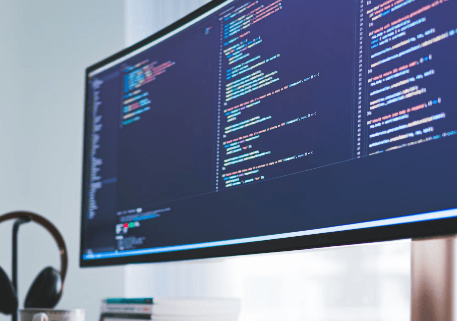 Code editor on a PC monitor