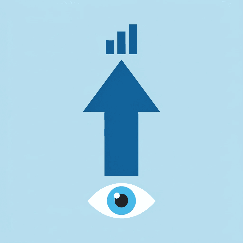 Upward arrow showing improvement in participation rates and anxiety reduction through visual learning