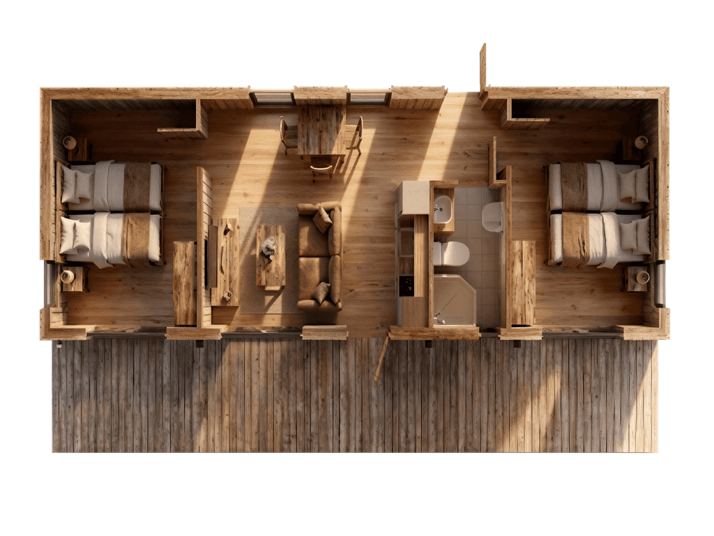 Photo d'un petit challet en bois naturel, à Chamonix