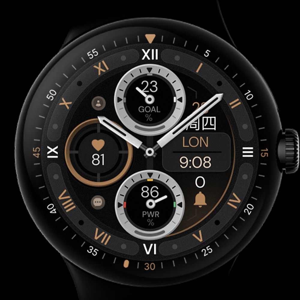 Pixel Watch displaying a classic analog watch face