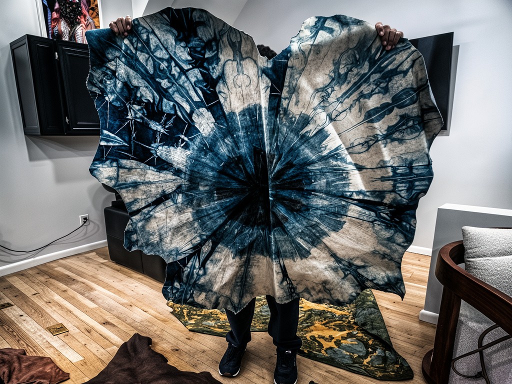 Young man in black leather double-breasted jacket jeans.