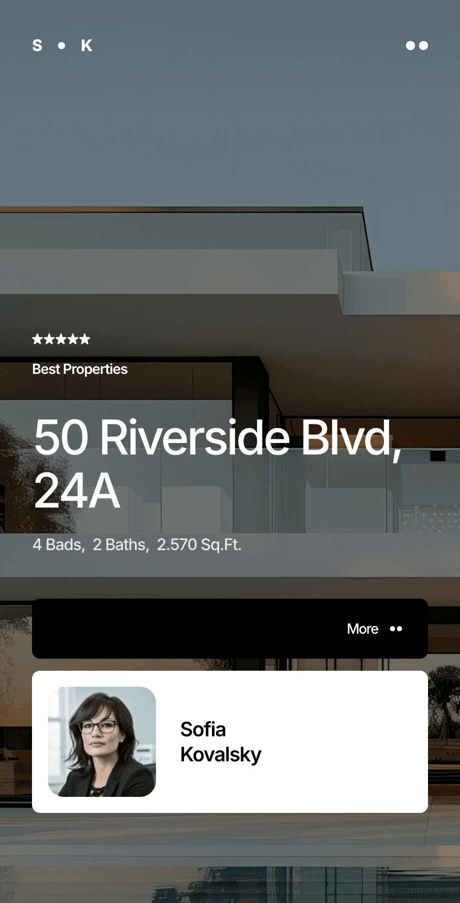 Real estate agent Framer template mobile responsive design on phone