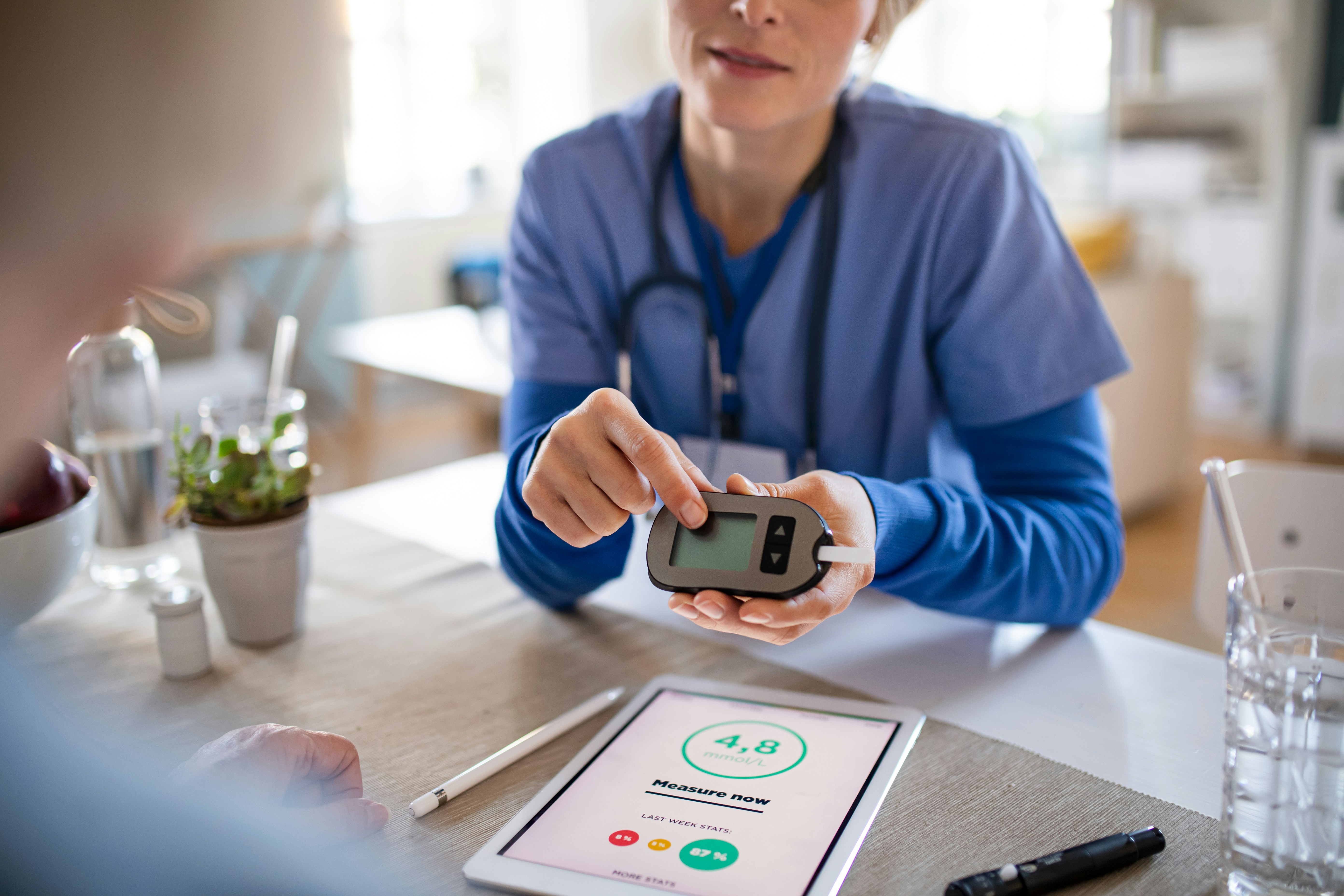 clinician reviewing results of diabetes testing with patient