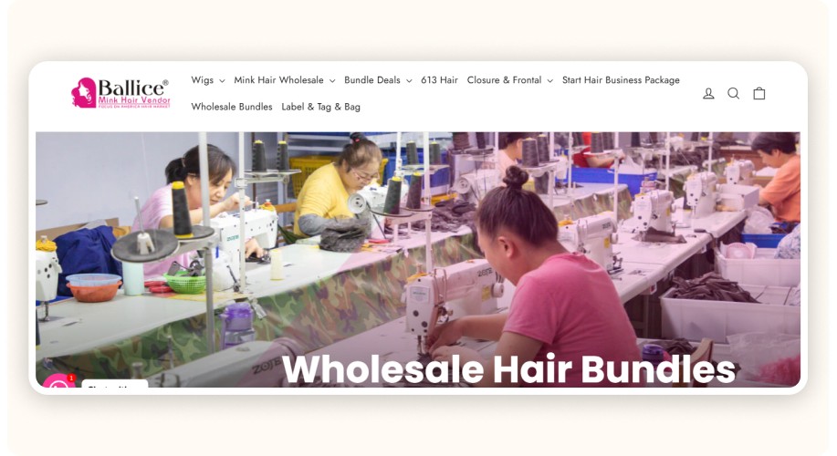 Ballice Virgin Hair homepage.