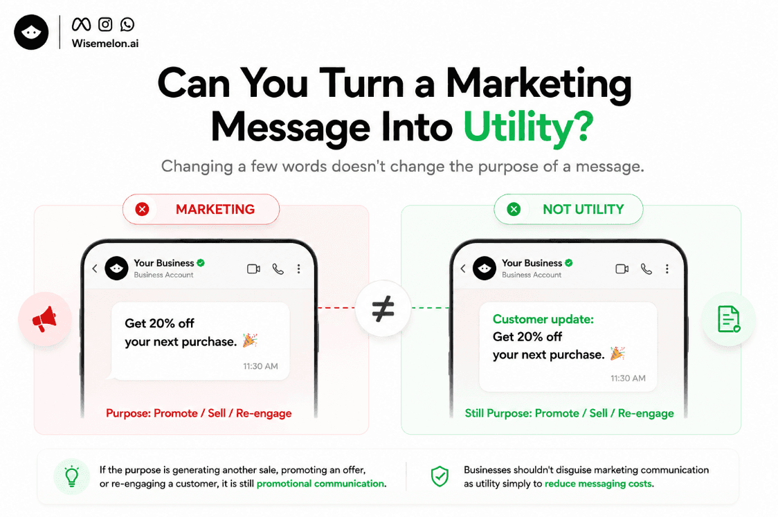 WhatsApp marketing message cannot be converted into a utility message by changing promotional wording