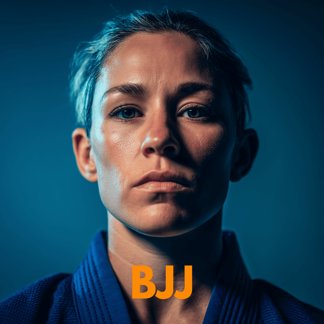 close-up of female BJJ fighter