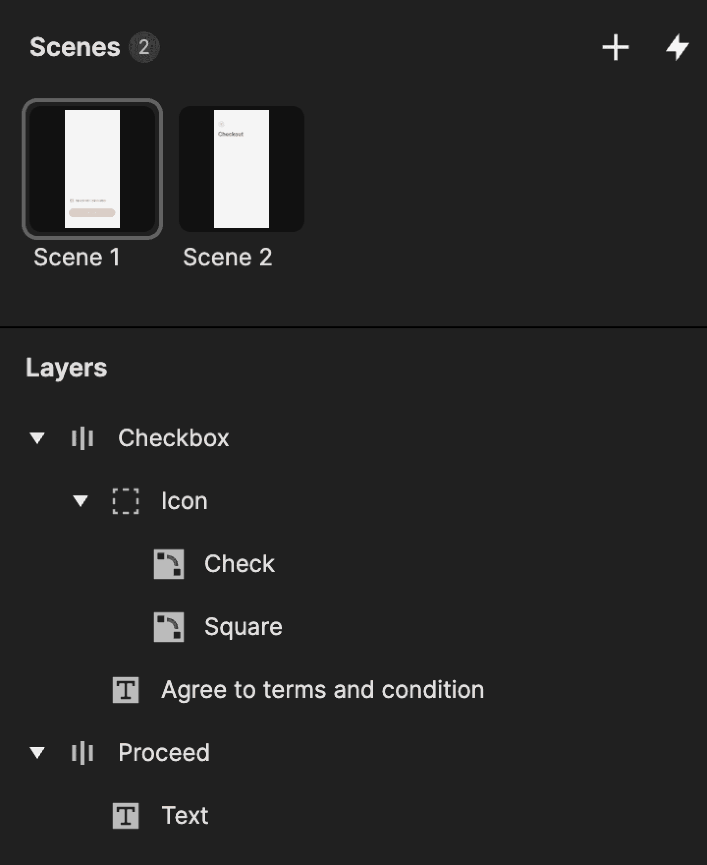 This is a screenshot of layers in ProtoPie.