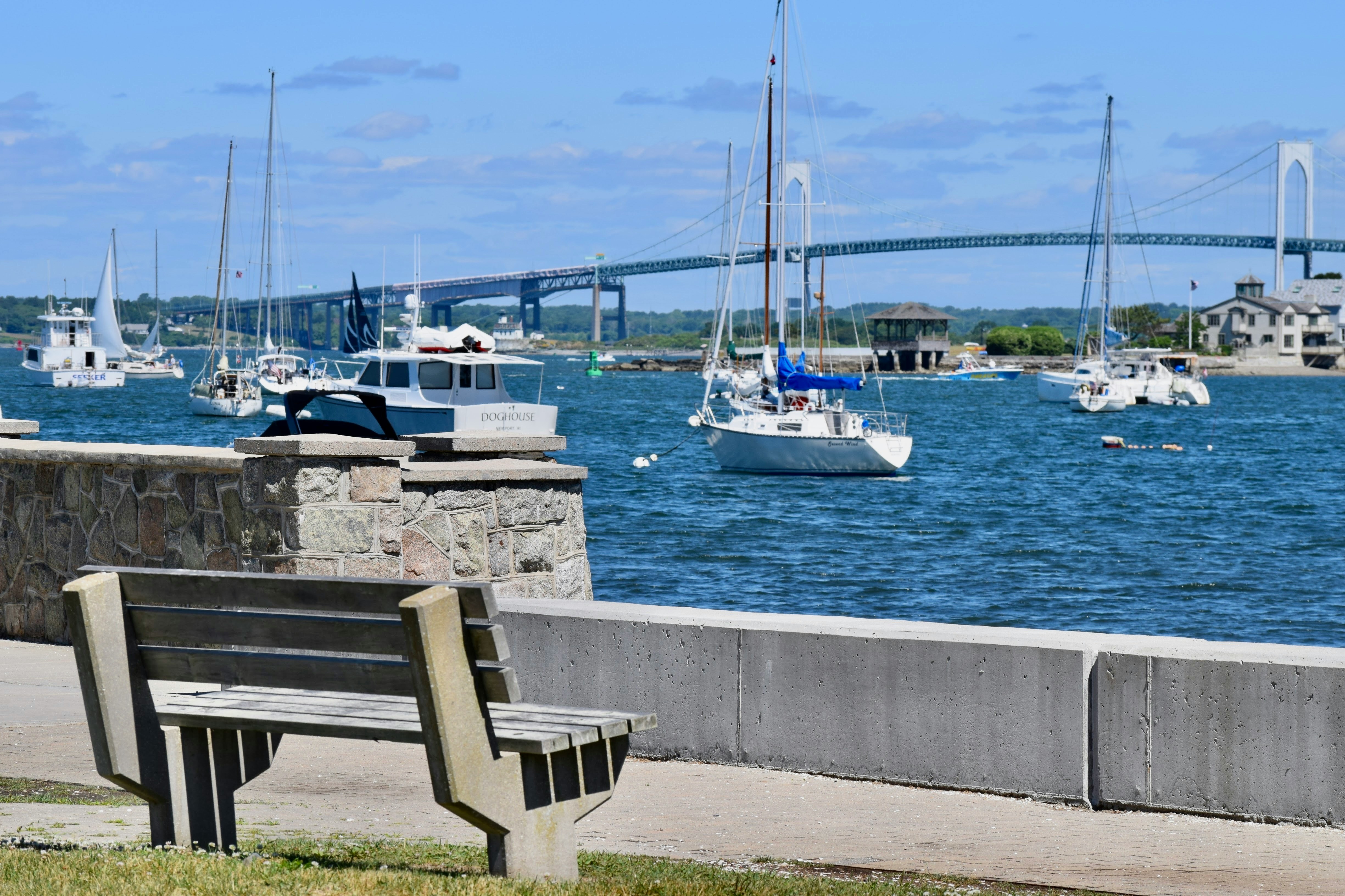 Bench overlooking yachts