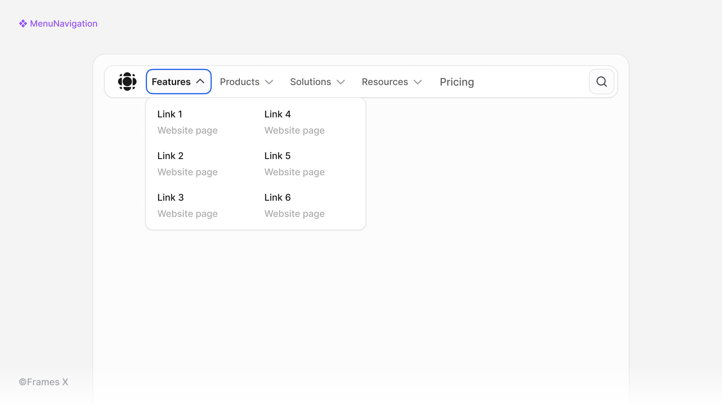 Mega Menu Navigation UI Component for Figma