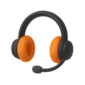 Black and orange headset with microphone