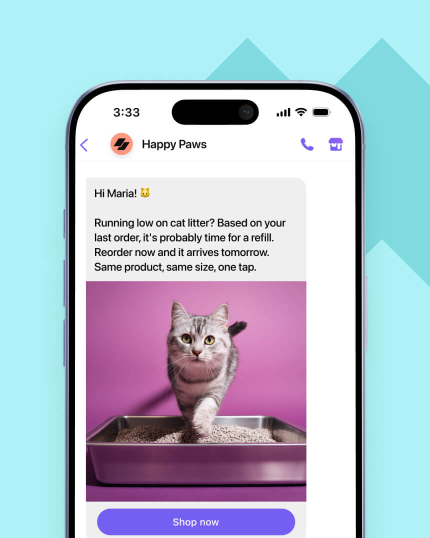 Viber messaging campaign showcasing a personalized message that aims to help a fashion e-commerce store recover abandoned carts.