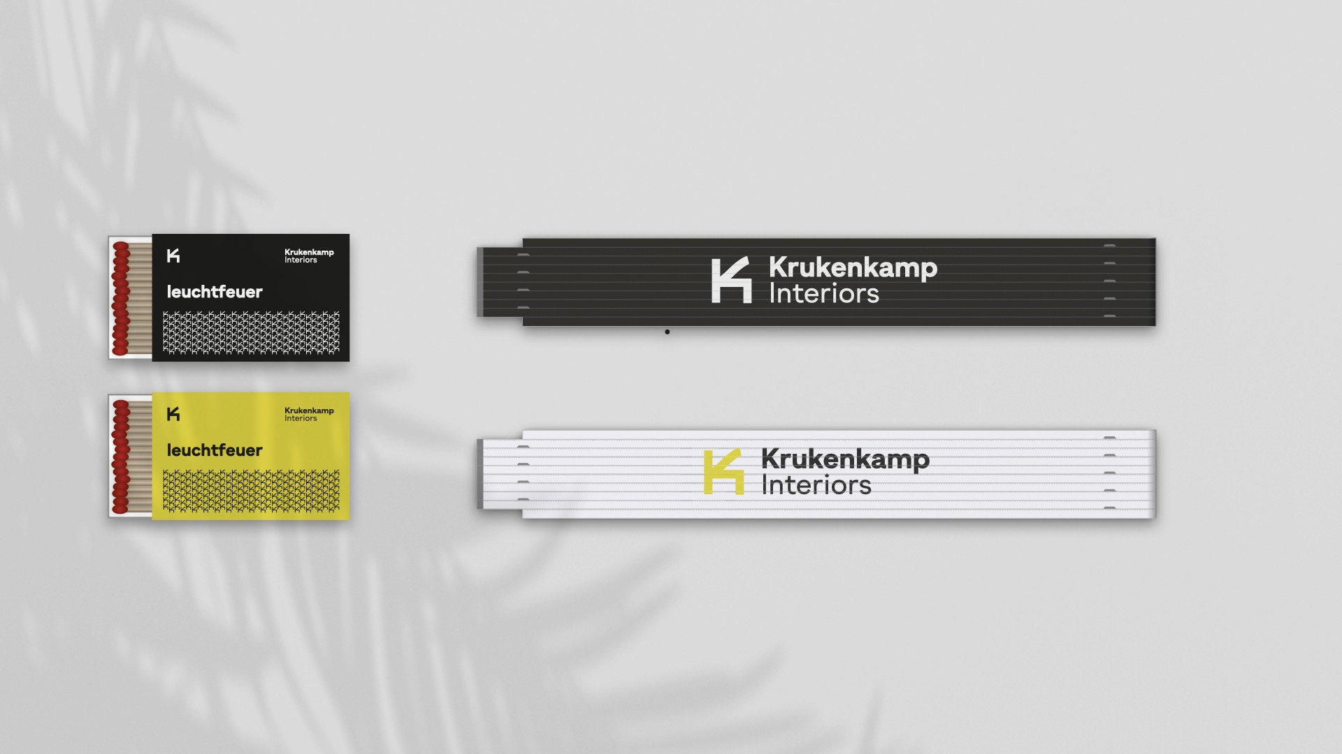 Merchandise-Design für Krukenkamp – Kugelschreiber, Bag und Zollstock mit Branding